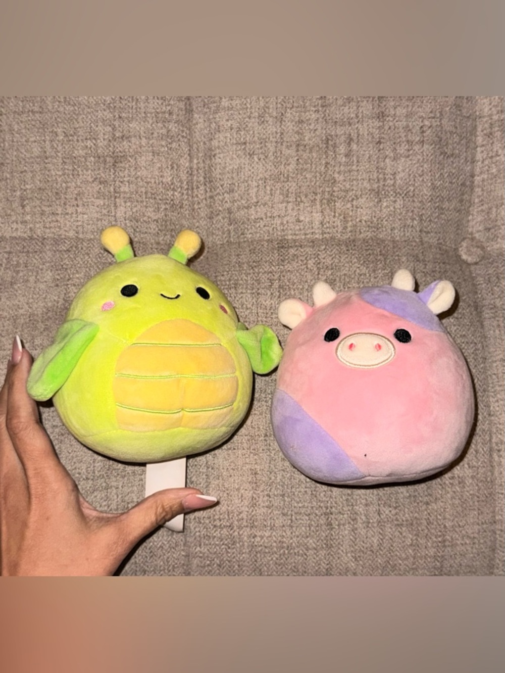Squishmallows Mini Plush Set 🧸 2 Pack Green Yellow Bug & Pink Purple Pig Toys